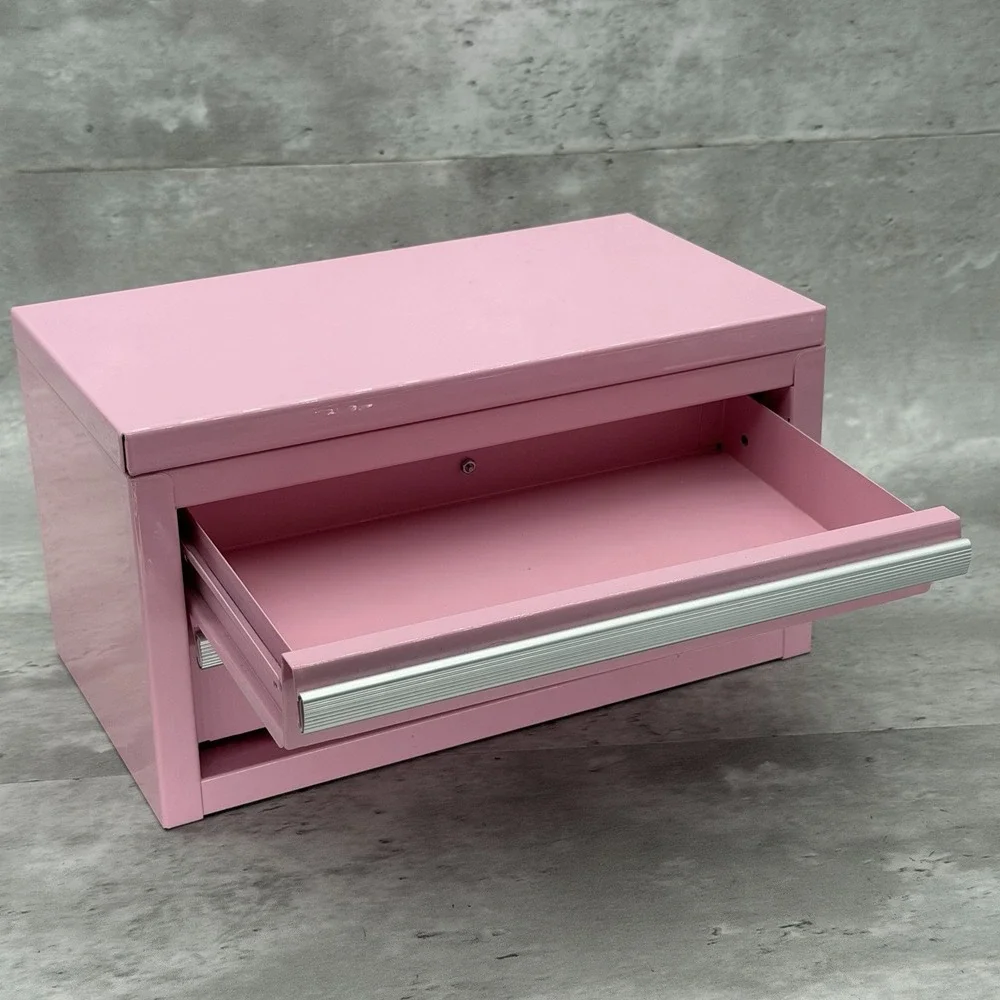 Kobalt Pink Metal Tool Box 2 Drawers With Handle Glossy Finish